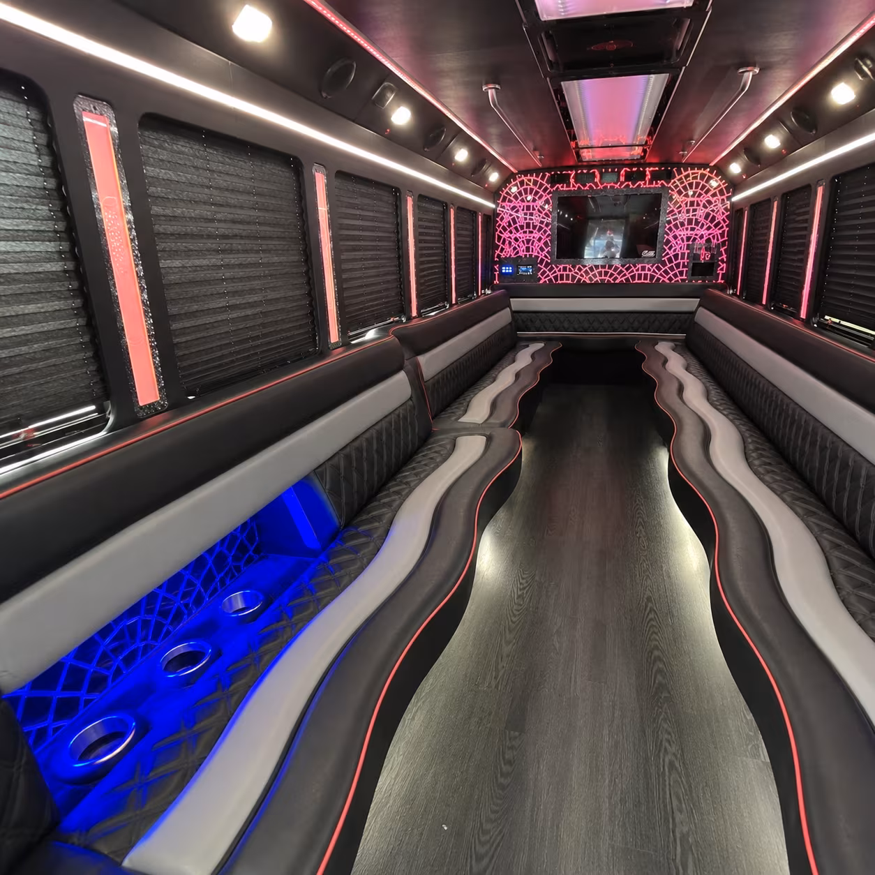 bachelorette and bachelor party buses along central avenue