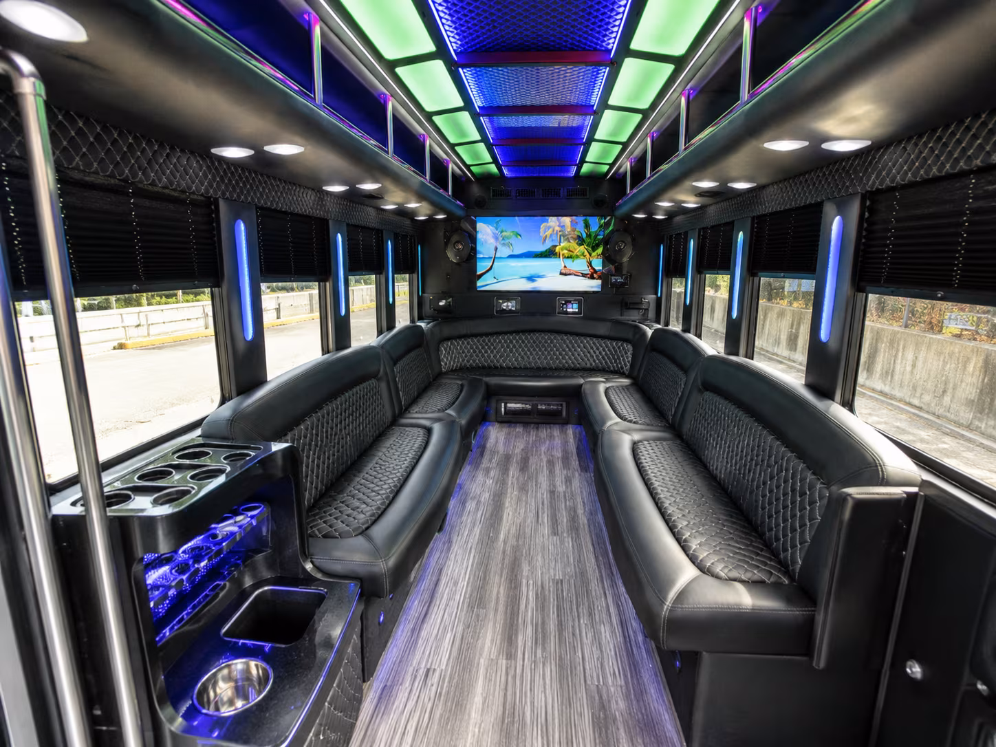 st petersburg 18 passenger party bus inside