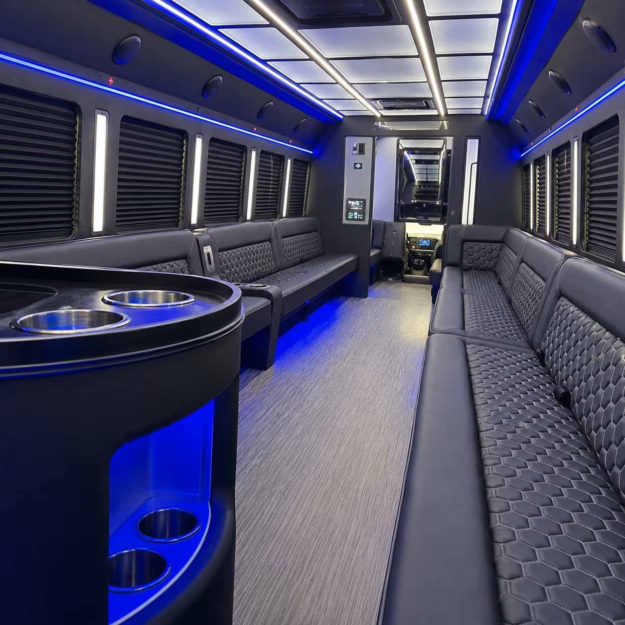st petersburg party bus rental interior